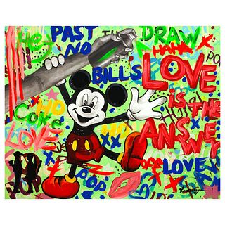 Nastya Rovenskaya- Mixed Media "Mickey Mouse In Love"