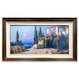 Yuri Obuhovskiy, "Terrace View" Framed Limited Edition on Canvas, Numbered 16/195 and Hand Signed with Letter of Authenticity