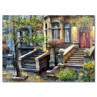 Vadik Suljakov, "Carroll Street" Original Oil Painting on Canvas, Hand Signed with Letter of Authenticity.
