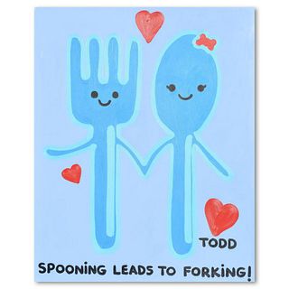Todd Goldman, "Spooning Leads to Forking" Original Acrylic Painting on Gallery Wrapped Canvas (48" x 60"), Hand Signed with Letter of Authenticity.