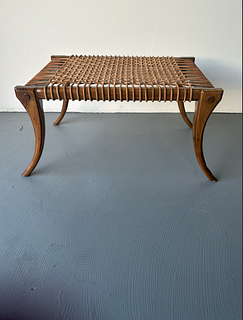 An American Modern Walnut and Leather Bench, style of T.H. Robsjohn Gibbings