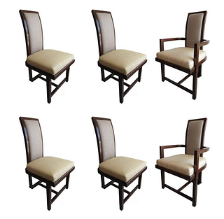 Set of 6 Frank Lloyd Wright Taliesin Collection Mahogany Dining Chairs