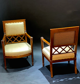 Pair of Important French Consulat Arm Chairs