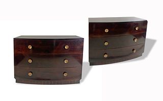 Pair of American Modern Rosewood Three-Drawer Chests, Gilbert Rohde