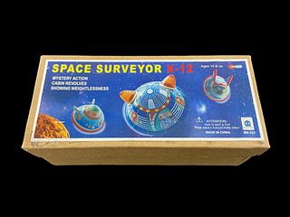 Space Surveyor X-12 Three Wind Up Spaceship Tin Toys