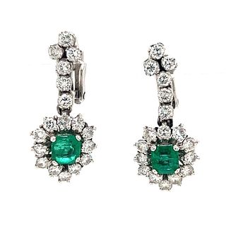 18k Diamond Emerald Earring
