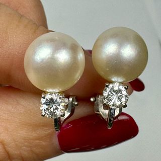14k Pearl & Diamond Earrings