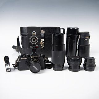 7pc Chinon CM-4s 35mm Camera, Accessories and Case