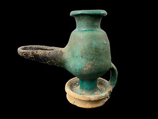 Ancient Glazed Terracotta Oil Lamp