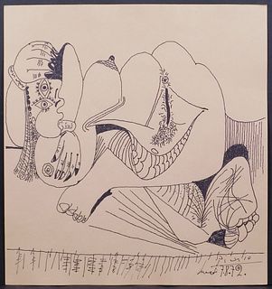  Style of Pablo Picasso:  Reclining Nude Woman