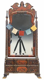 CHINESE LACQUERED WOOD DRESSING MIRROR
