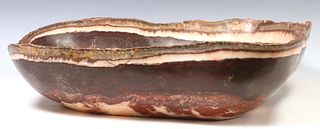 LARGE NATURAL EDGE ORGANIC-FORM RED ONYX BOWL, 27" X 24"