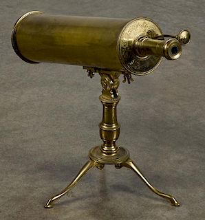 Austrian brass reflecting telescope, dated 1769, signed Andreas Schulz a Wienn, 15 1/2'' l. Pro