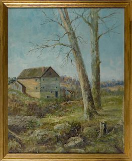 Lila B. Hetzel (American 1873-1967), oil on canvas of the Reitz Mill, Roxbury, Somerset County, si