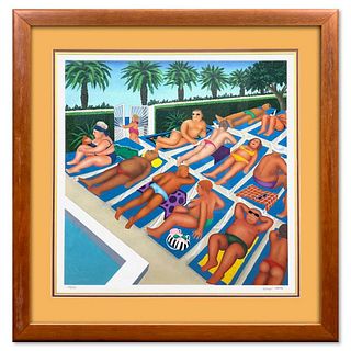 Beryl Cook, "Tenerife Days" Framed Limited Edition Serigraph Numbered 204/300 and Hand Signed with Letter of Authenticity.