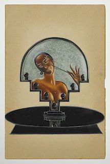 Romain De Tirtoff (Erte) (Russian/American 1892-1990), watercolor and gouache of Josephine Baker,
