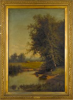 Thomas Craig (American 1849-1924,) oil on canvas landscape titled A summer Day, signed lower lef