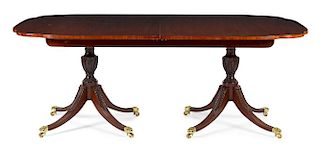 Kindel Winterthur Reproduction mahogany double-pedestal dining table, 29'' h., 77 3/4'' w., 45 3/4''