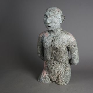 Mid Century Modern Terra Cotta Torso Sculpture of a Man by York Lewis C1980