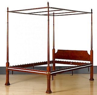 Kindel cherry tall post bed with canopy, 90'' h., 64'' w., 87 1/2'' d.