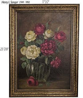 Hand Painted 'Still Life' Oil On Canvas, Signed By American Painter Henry L. Sanger