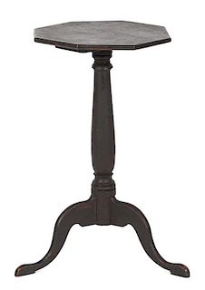 New England painted candlestand, ca. 1800, retaining an old Spanish brown surface, 25 1/4'' h., 14