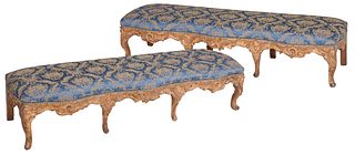Pair of Italian Rococo Giltwood Benches
