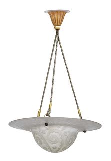 Large Art Deco Frosted Glass Pendant Light