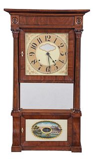 Large Eglomise Column and Cornice Shelf Clock