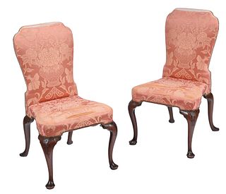 Pair of British Queen Anne Style Mahogany Side Chairs