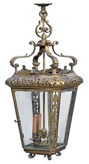Large Continental Gilt Bronze Hanging Lantern