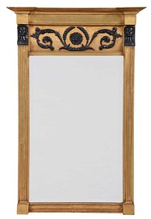 Classical Egyptianesque Parcel Painted and Giltwood Mirror