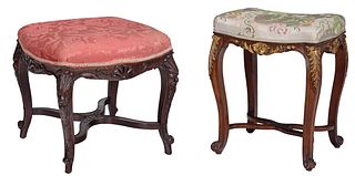 Two Louis XV Style Upholstered Footstools