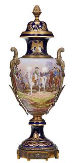 Large Sevres Style Gilt Bronze Napoleon Urn
