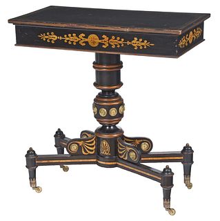 Fine Baltimore Classical Painted and Gilt Stenciled Pier Table