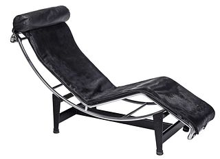 Le Corbusier "LC4" Pony Hide, Leather and Chrome Lounge Chair