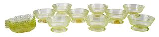 13 Small Vaseline Glass Bowls