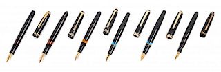 A Collection of Six Montblanc Meisterstuck Fountain Pens