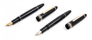 A Pair of Montblanc Meisterstuck '146' Fountain Pens Length 5 1/2 inches.