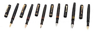 A Collection of Six Montblanc Meisterstuck Fountain Pens