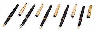 A Collection Five Montblanc Meisterstuck Fountain Pens