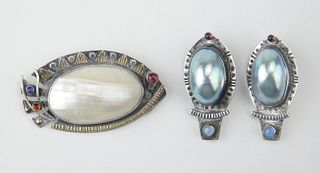 Rishar Miranda brooch and earrings