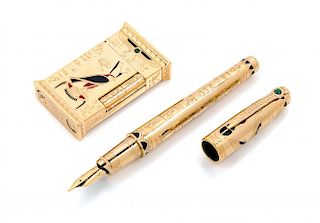 An S.T. Dupont Pharaoh Limited Edition Fountain Pen and Lighter