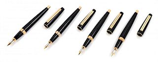 A Group of Four S.T. Dupont Ellipsis: Composite Noir Fountain Pens