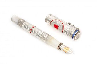 A Sterling Silver, 18 Karat Gold and Enamel "White Nights" Limited Edition Fountain Pen, Montegrappa,