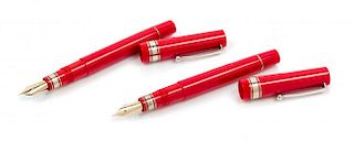 A Pair of Omas Ferrari: 348 Challenge Special Edition Fountain Pens