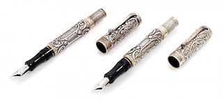 A Pair of Aurora Benvenuto Cellini Limited Edition Fountain Pen and Ink Sets