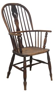 ANTIQUE ENGLISH BOW-BACK WINDSOR ARMCHAIR