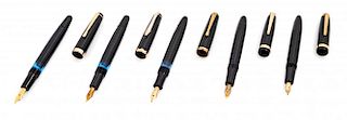 A Collection of Five Montblanc Fountain Pens
