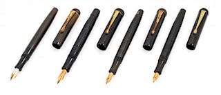 A Collection of Four vintage Montblanc Fountain Pens Length of longest 5 inches.